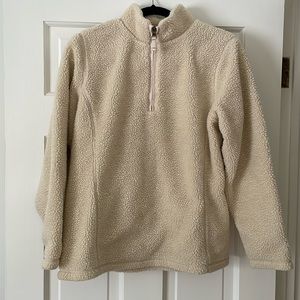 Lands End Sherpa Quarter Zip Pullover Sweater